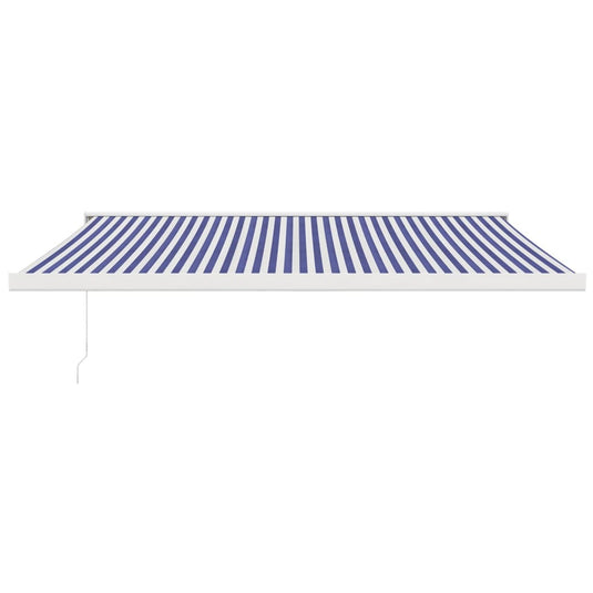 VidaXL Luifel uittrekbaar 4,5x3 m stof en aluminium blauw en wit