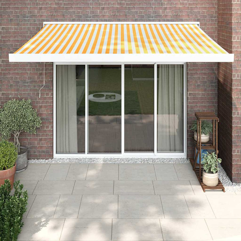Load image into Gallery viewer, VidaXL Luifel uittrekbaar 3x2,5 m stof en aluminium geel en wit
