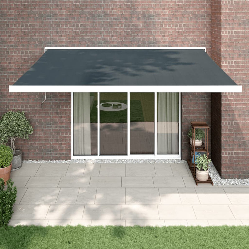 Load image into Gallery viewer, VidaXL Luifel uittrekbaar 4,5x3 m stof en aluminium antracietkleurig

