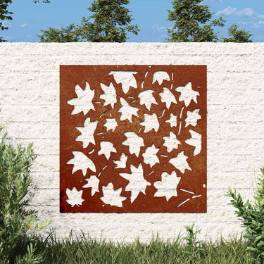 Vidaxl wanddecoratie tuin esdoornbladontwerp 55x55 cm cortenstaal