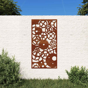 Vidaxl wanddecoratie tuin tandwielontwerp 105x55 cm cortenstaal