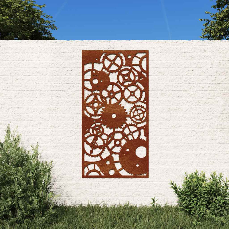 Load image into Gallery viewer, Vidaxl wanddecoratie tuin tandwielontwerp 105x55 cm cortenstaal
