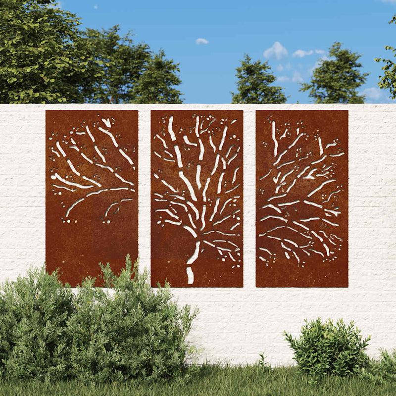 Afbeelding laden in galerijviewer, Vidaxl 3-delige tuindecoratieset boomontwerp 105x55 cm cortenstaal
