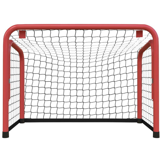 VidaXL Hockeydoel met net 68x32x47 cm staal en polyester rood en zwart
