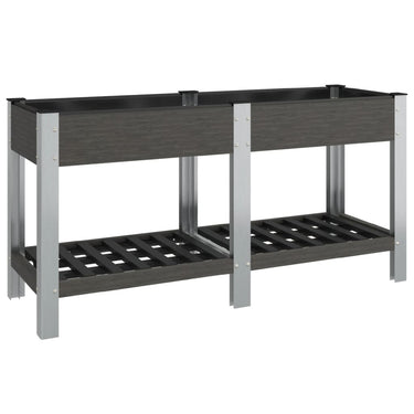 Vidaxl plantenbak verhoogd met schap 150x50x75 cm hkc grijs