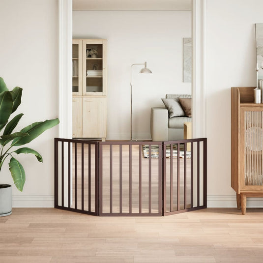 Vidaxl hondenhek inklapbaar 3 panelen 150 cm populierenhout bruin