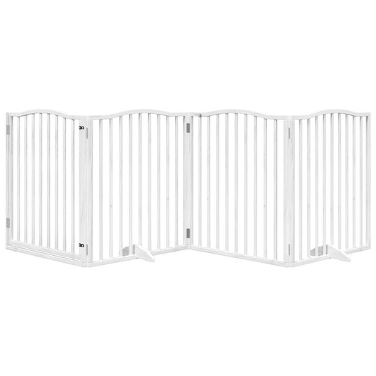 Vidaxl hondenhek inklapbaar met deur 4 panelen 320 cm populierhout wit