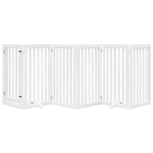 Vidaxl hondenhek inklapbaar met deur 6 panelen 300 cm populierhout wit