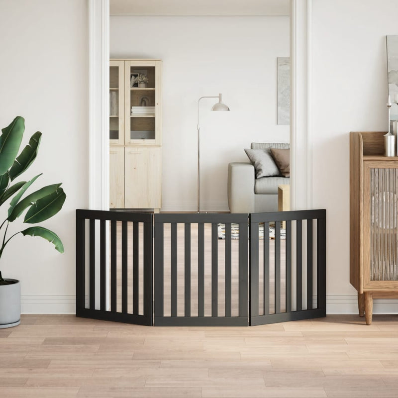 Load image into Gallery viewer, Vidaxl hondenhek inklapbaar 3 panelen 150 cm populierenhout zwart
