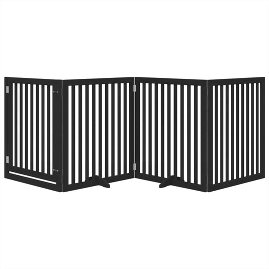 Vidaxl hondenhek inklapbaar 4 panelen 320 cm populierenhout zwart