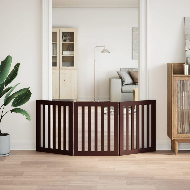 Load image into Gallery viewer, Vidaxl hondenhek inklapbaar 3 panelen 150 cm populierenhout bruin
