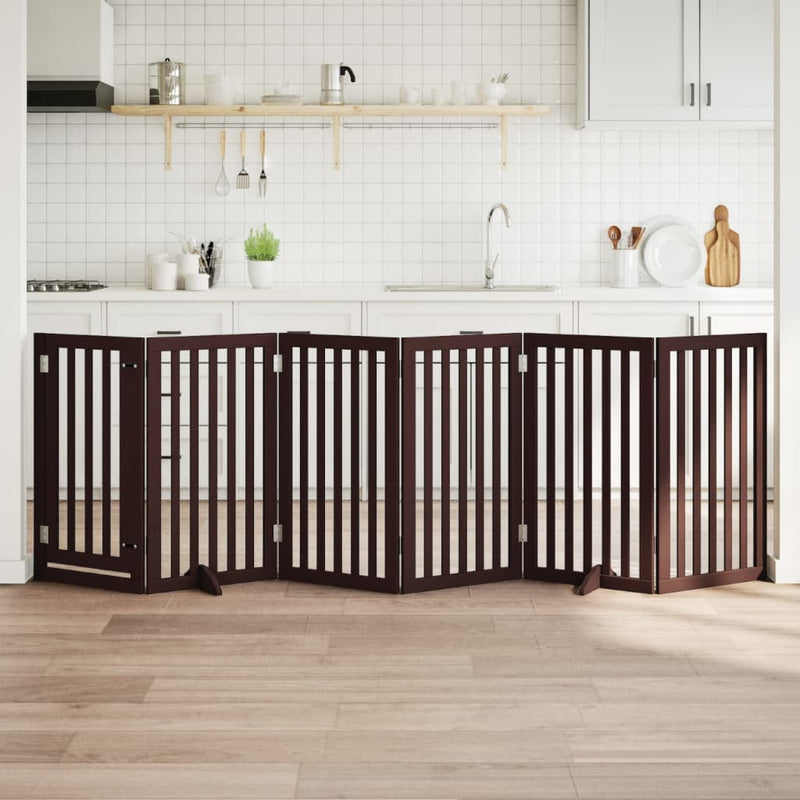 Load image into Gallery viewer, Vidaxl hondenhek inklapbaar 6 panelen 300 cm populierenhout bruin
