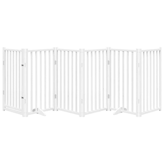 Vidaxl hondenhek inklapbaar 6 panelen 300 cm massief vurenhout wit