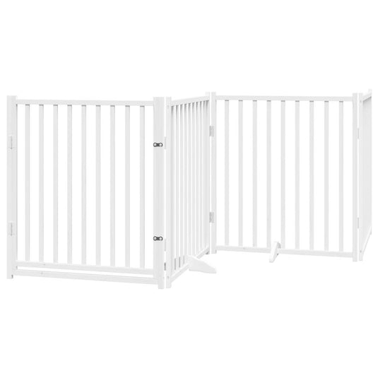 Vidaxl hondenhek inklapbaar 4 panelen 320 cm massief vurenhout wit