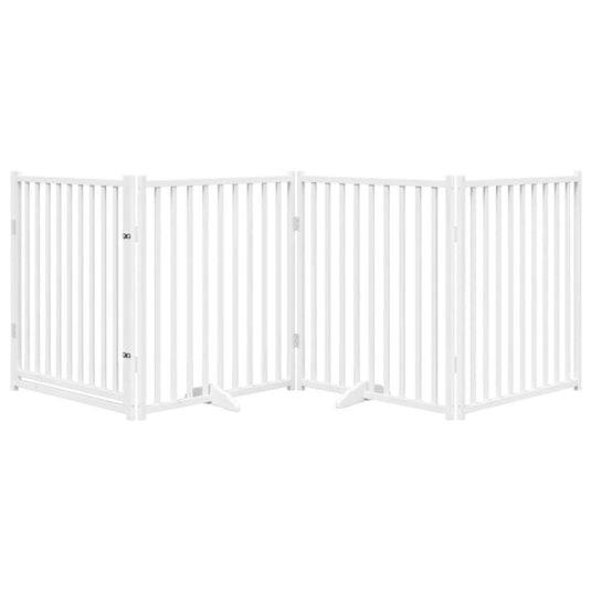 Vidaxl hondenhek inklapbaar 4 panelen 320 cm massief vurenhout wit
