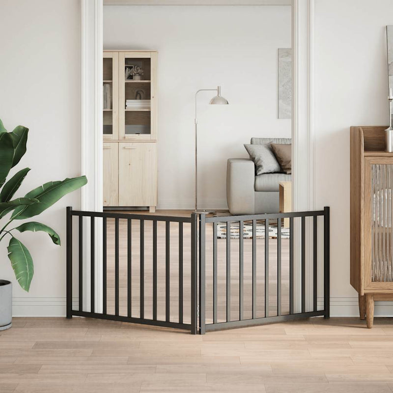 Load image into Gallery viewer, Vidaxl hondenhek inklapbaar 2 panelen 160 cm massief vurenhout zwart
