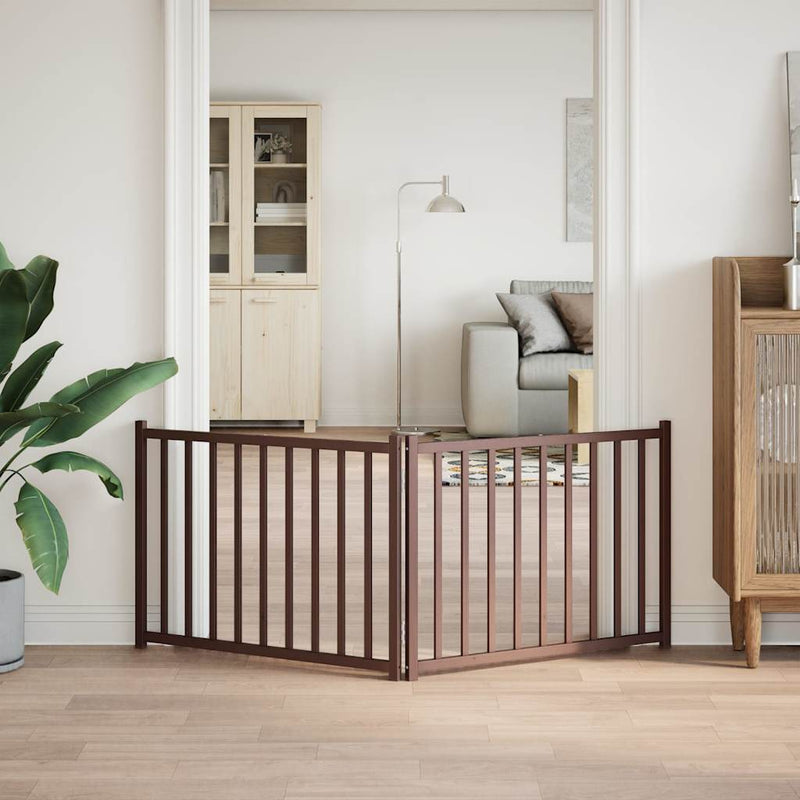 Load image into Gallery viewer, Vidaxl hondenhek inklapbaar 2panelen 160cm massief vurenhout bruin eik
