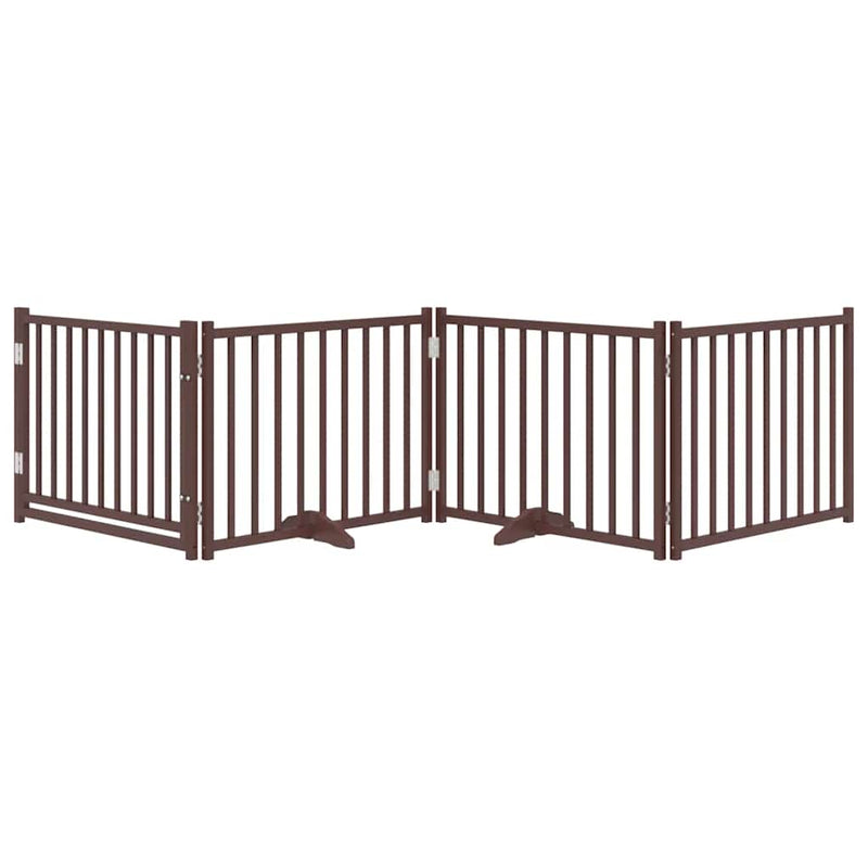 Load image into Gallery viewer, Vidaxl hondenhek inklapbaar 4panelen 320cm massief vurenhout bruin eik
