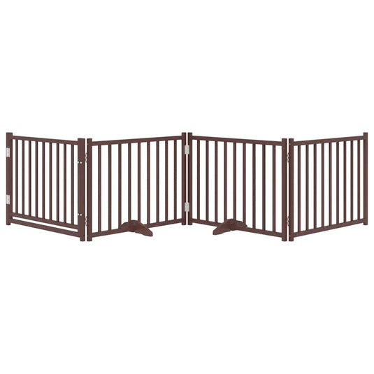Vidaxl hondenhek inklapbaar 4panelen 320cm massief vurenhout bruin eik