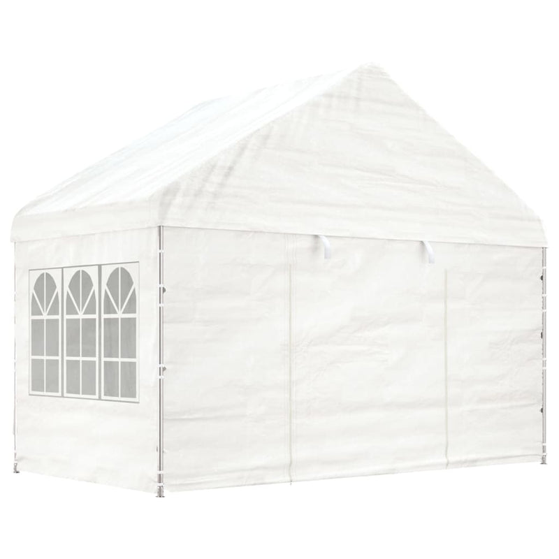 Load image into Gallery viewer, Vidaxl prieel met dak 4,08x2,23x3,22 m polyetheen wit
