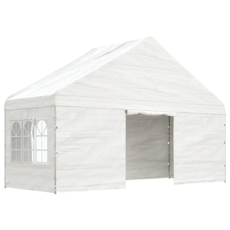 Load image into Gallery viewer, VidaXL Prieel met dak 5,88x2,23x3,75 m polyetheen wit
