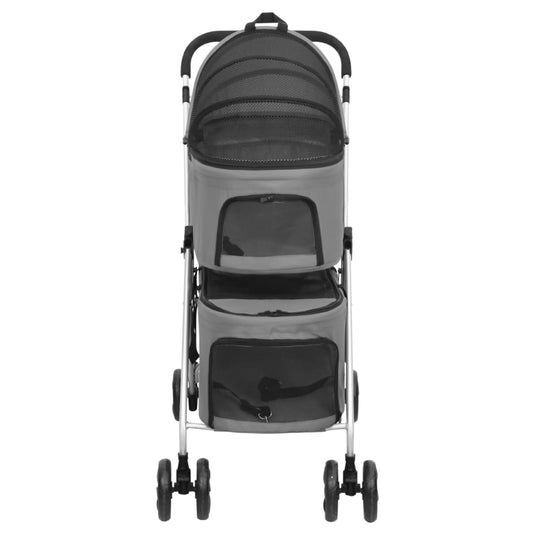 Vidaxl hondenwagen 2-laags inklapbaar 83x48x97 cm oxford stof grijs