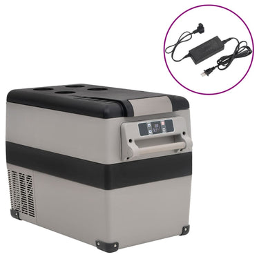 Vidaxl koelbox met handvat en adapter 55 l pp pe zwart en grijs