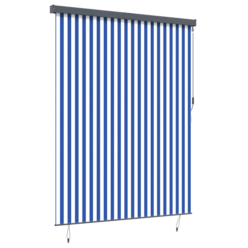 Afbeelding laden in galerijviewer, Vidaxl rolgordijn blauw en wit 200 x 250 cm stof en aluminium
