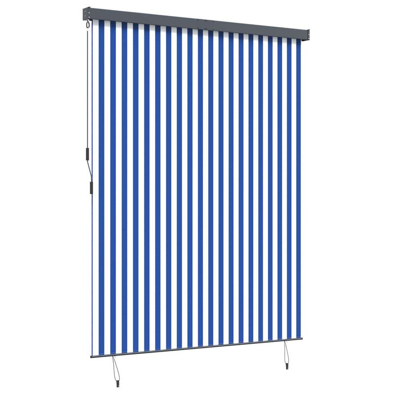 Afbeelding laden in galerijviewer, Vidaxl rolgordijn blauw en wit 200 x 250 cm stof en aluminium
