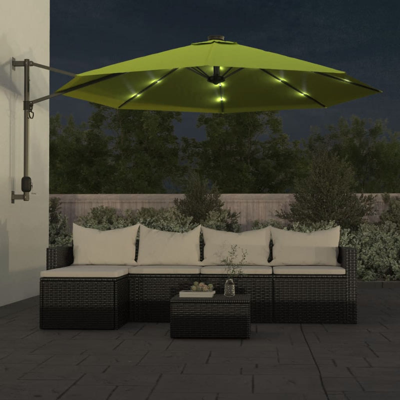 Load image into Gallery viewer, Vidaxl wandparasol met leds 290 cm appelgroen
