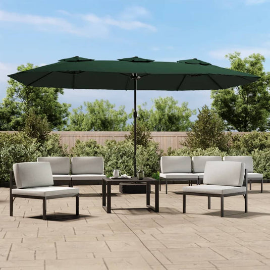 VidaXL Parasol dubbel 449x245 cm groen