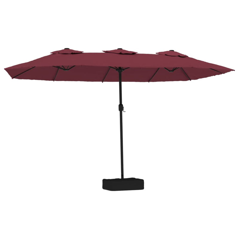 Load image into Gallery viewer, Vidaxl parasol dubbel dak met led 449x245 cm bordeauxrood
