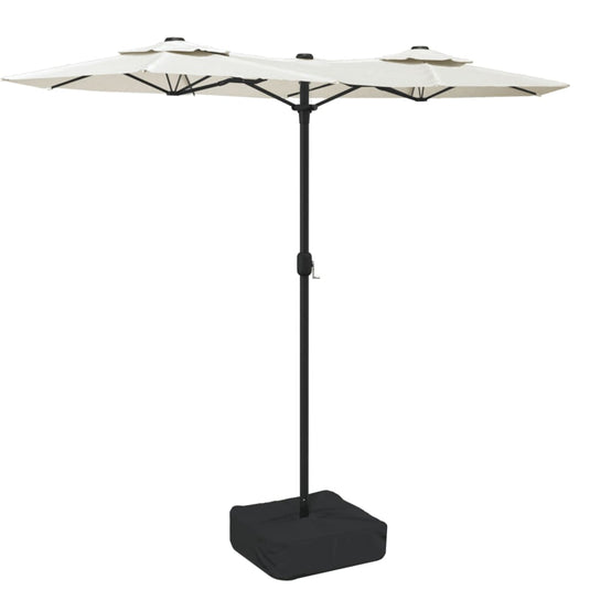 Vidaxl parasol dubbel dak 316x145 cm zandwit