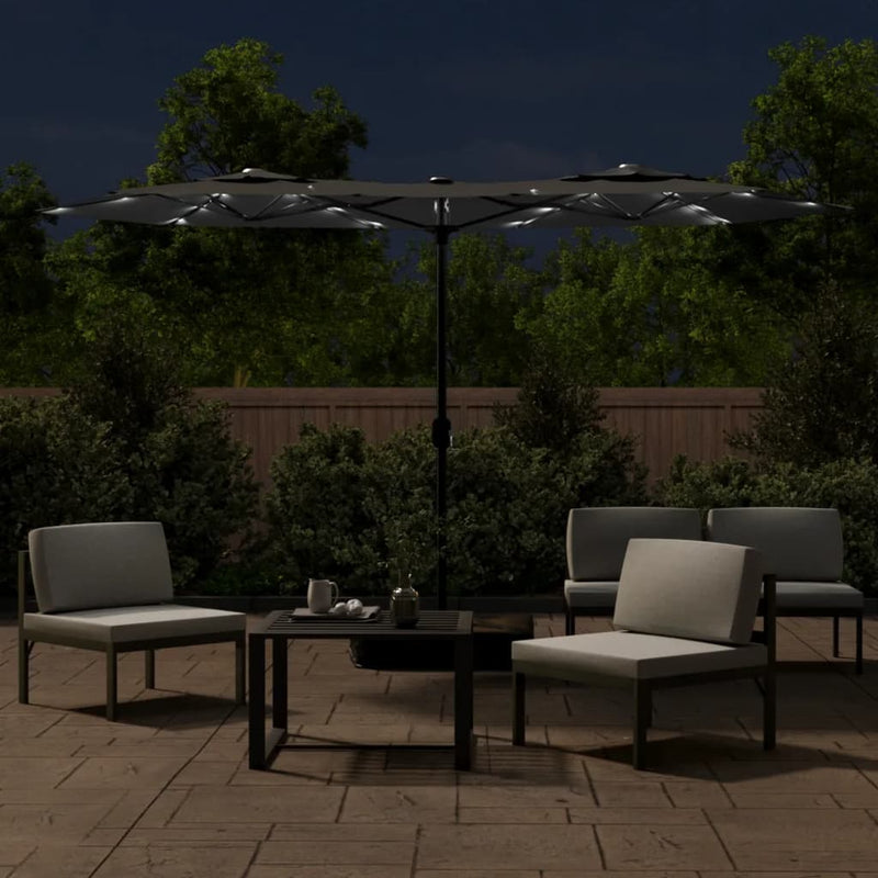 Load image into Gallery viewer, Vidaxl parasol dubbel dak met led's 316x145 cm antracietkleurig
