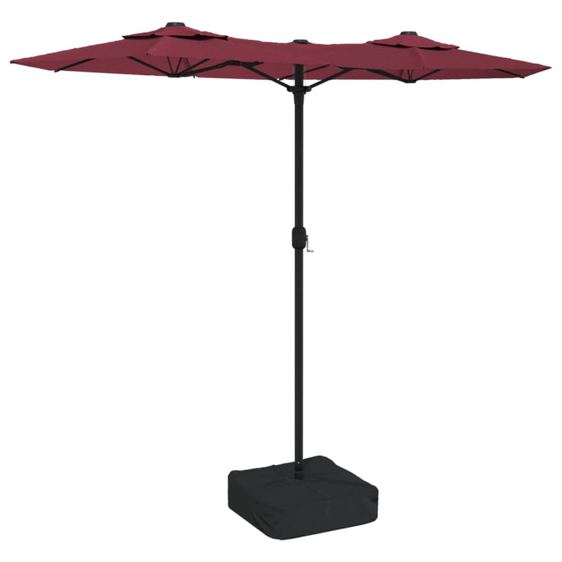 Load image into Gallery viewer, Vidaxl parasol dubbel dak met led 316x145 cm bordeauxrood
