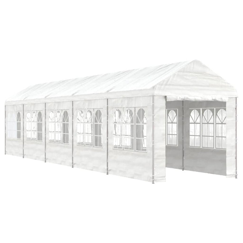 Load image into Gallery viewer, VidaXL Prieel met dak 11,15x2,28x2,69 m polyetheen wit
