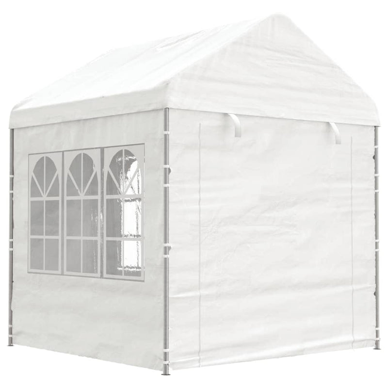 Load image into Gallery viewer, VidaXL Prieel met dak 13,38x2,28x2,69 m polyetheen wit

