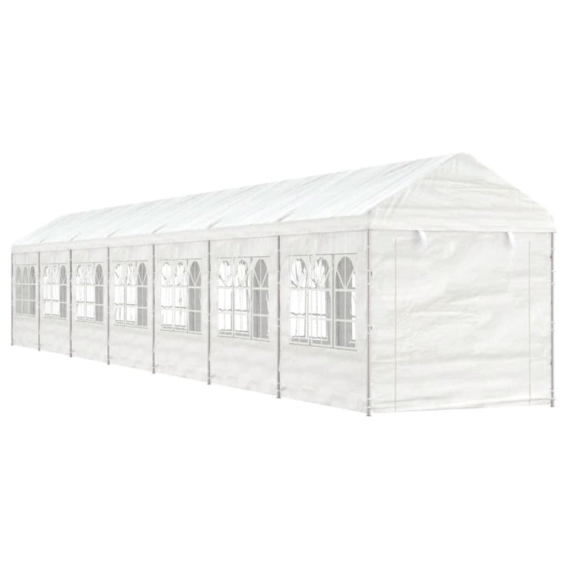 Load image into Gallery viewer, VidaXL Prieel met dak 15,61x2,28x2,69 m polyetheen wit
