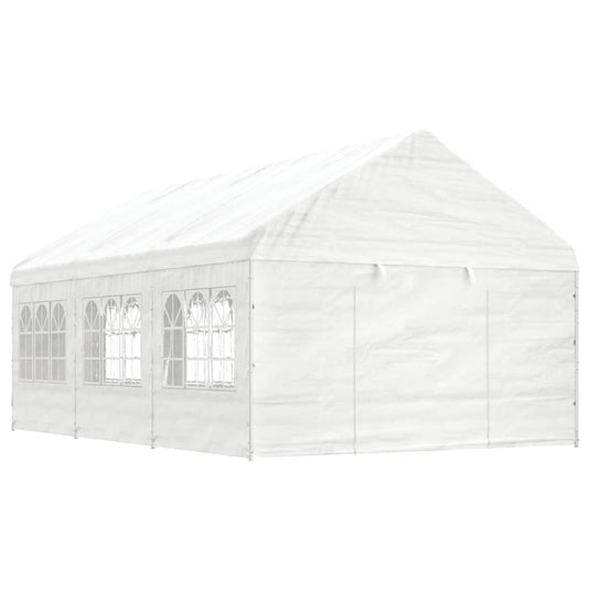 VidaXL Prieel met dak 6,69x4,08x3,22 m polyetheen wit