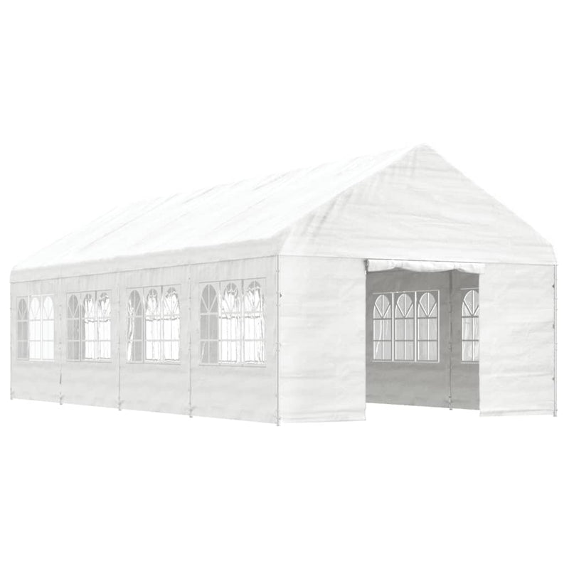 Load image into Gallery viewer, VidaXL Prieel met dak 8,92x4,08x3,22 m polyetheen wit
