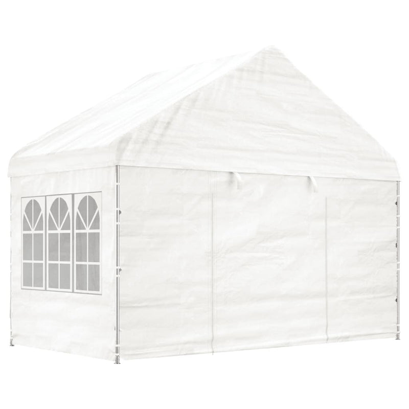 Load image into Gallery viewer, VidaXL Prieel met dak 8,92x4,08x3,22 m polyetheen wit

