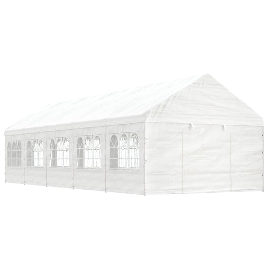 VidaXL Prieel met dak 11,15x4,08x3,22 m polyetheen wit