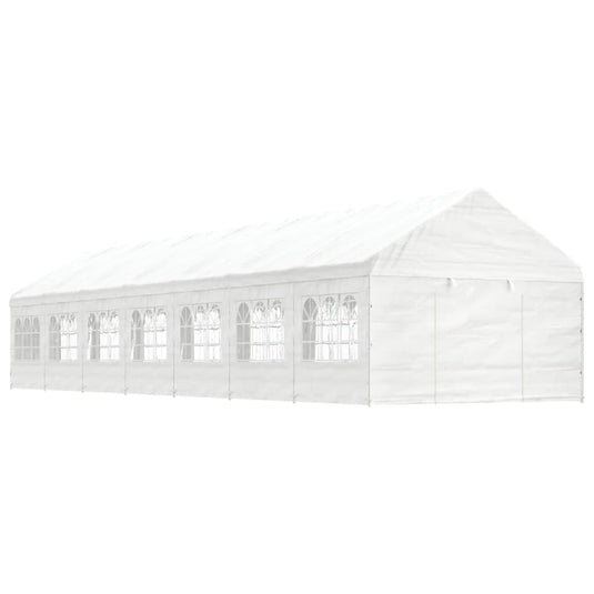 VidaXL Prieel met dak 15,61x4,08x3,22 m polyetheen wit