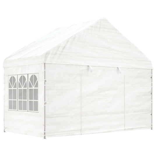 VidaXL Prieel met dak 17,84x4,08x3,22 m polyetheen wit