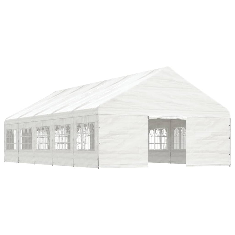 Load image into Gallery viewer, VidaXL Prieel met dak 11,15x5,88x3,75 m polyetheen wit
