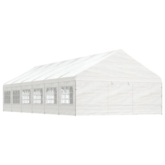VidaXL Prieel met dak 13,38x5,88x3,75 m polyetheen wit