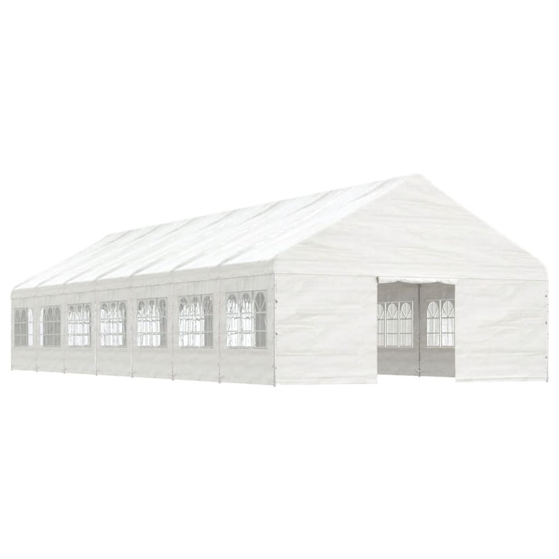 Load image into Gallery viewer, VidaXL Prieel met dak 15,61x5,88x3,75 m polyetheen wit
