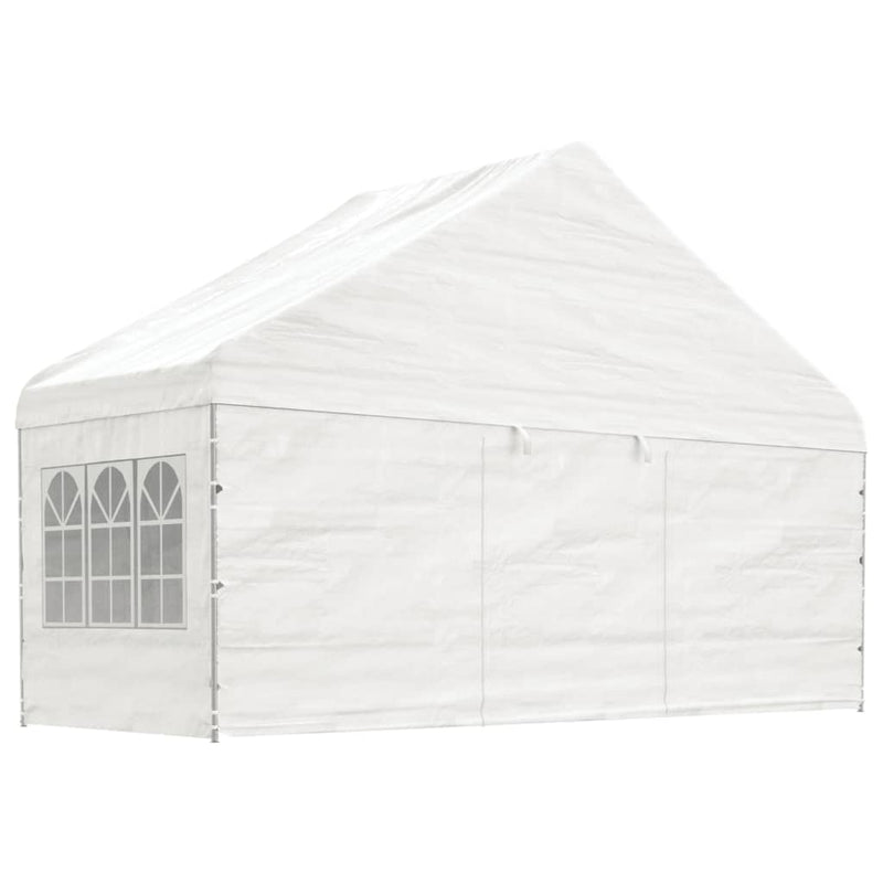 Load image into Gallery viewer, VidaXL Prieel met dak 15,61x5,88x3,75 m polyetheen wit
