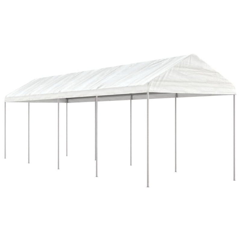 Load image into Gallery viewer, VidaXL Prieel met dak 8,92x2,28x2,69 m polyetheen wit
