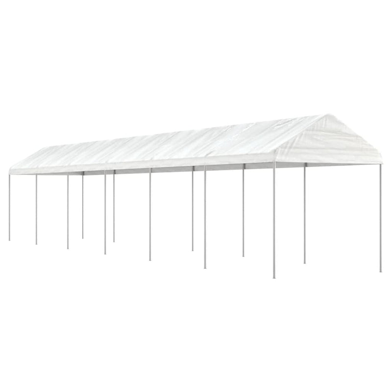 Load image into Gallery viewer, VidaXL Prieel met dak 13,38x2,28x2,69 m polyetheen wit
